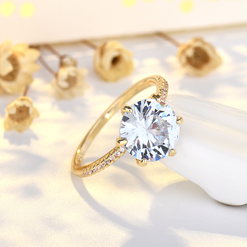 Geometric Six-Prong Diamond Ring